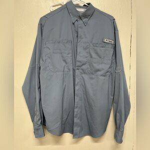 Fisherman Columbia PFG Blue/Gray Long Sleeve Shirt size small